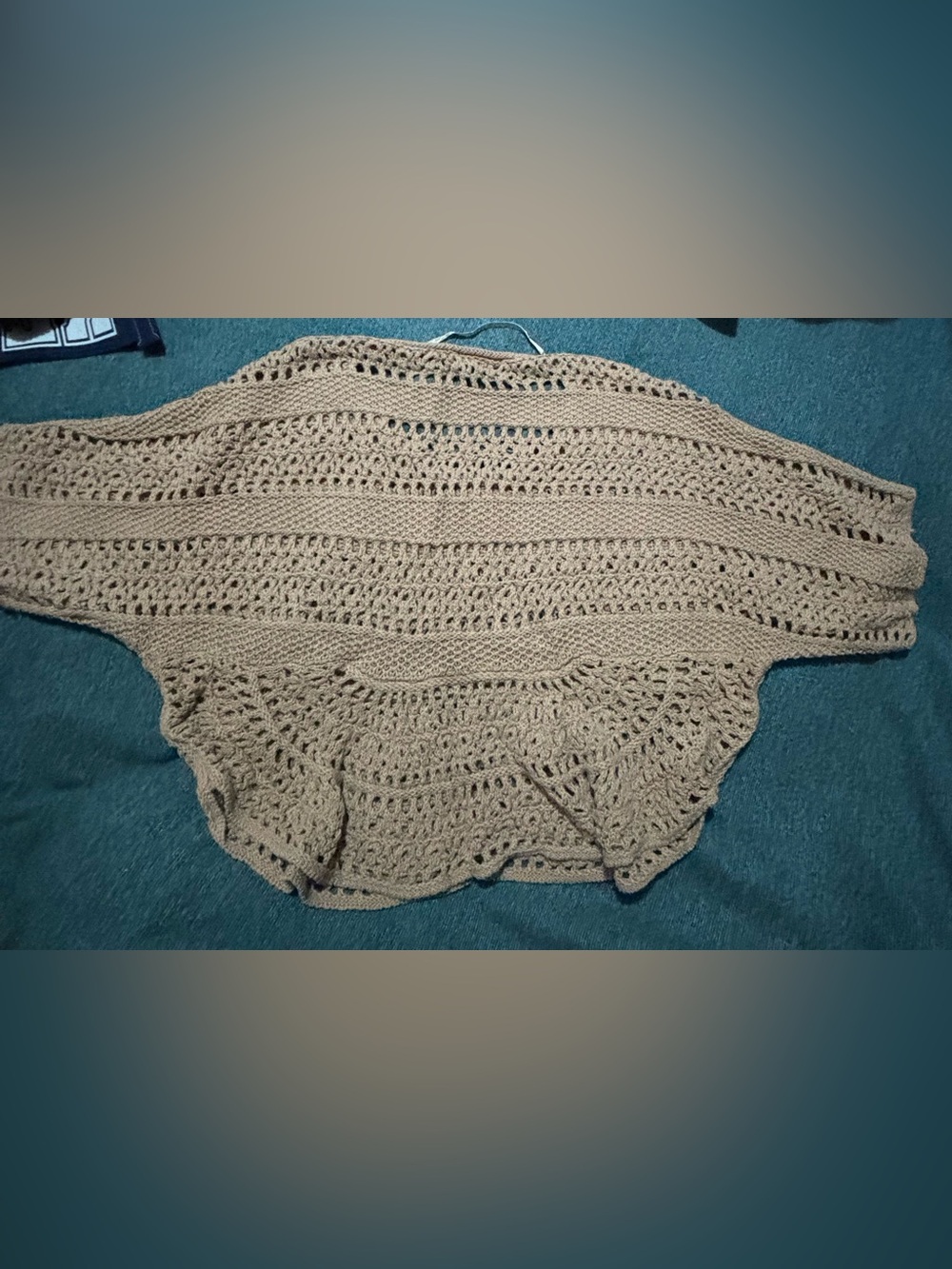 Grace Elements Taupe Open-Knit Crewneck Sweater 100% Cotton Size XL - Picture 4 of 4